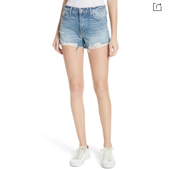 GRLFRND Pants - GRLFRND Dovima Distressed Denim Shorts